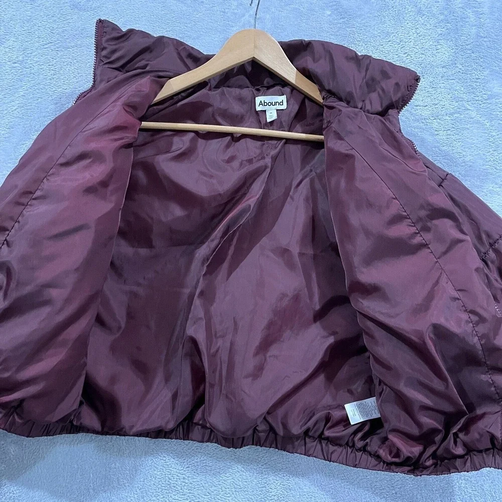 Abound Bomber Jacket Crop Womens XS Burgundy‎ Long Sleeves Full Zip Insulated